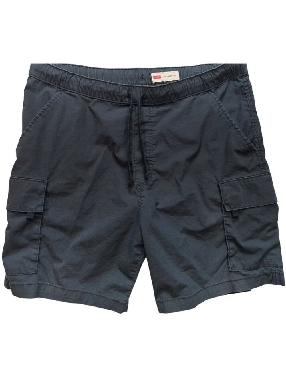 Wrangler Men's Relaxed-Fit Cargo Shorts Drawstring Waist Size L Black Pockets